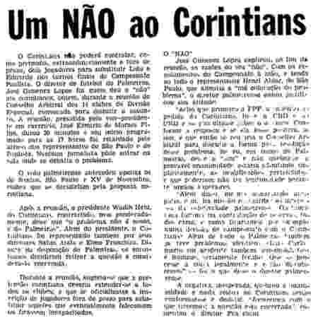 O Corinthians não conseguiu o voto do Palmeiras