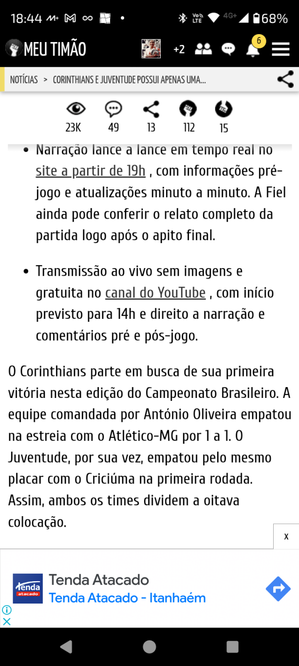 Esse Vitor Godoy  uma piada ...kkkkk <br> Corinthians 0 x 0