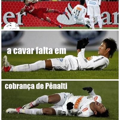 Neymar simulando pênalti no pênalti