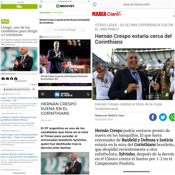Jornais argentinos especulam Crespo no Corinthians