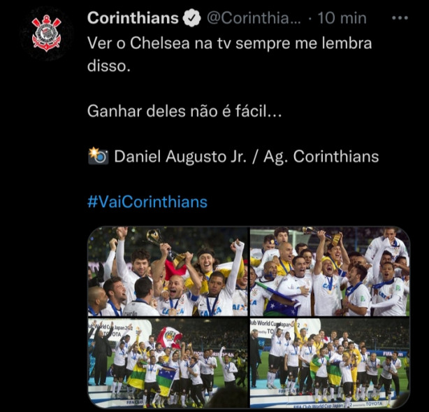 Corinthians alfine Palmeiras no Twitter.
