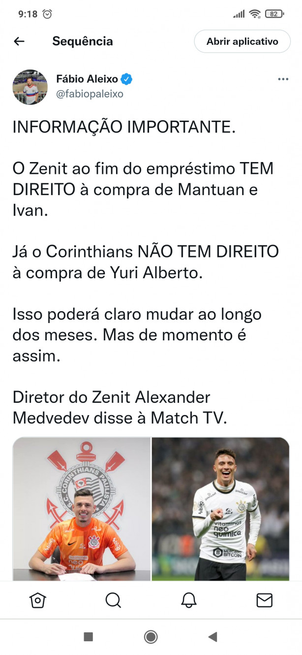 YURI ALBERTO: Corinthians no tem direito de compra, Zenit tem sobre Ivan e Mantuan