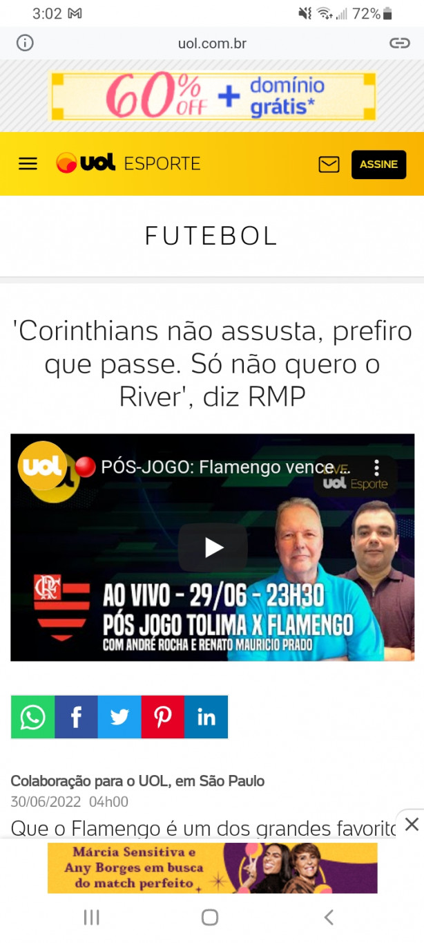Flamengo já t na semi da liberta