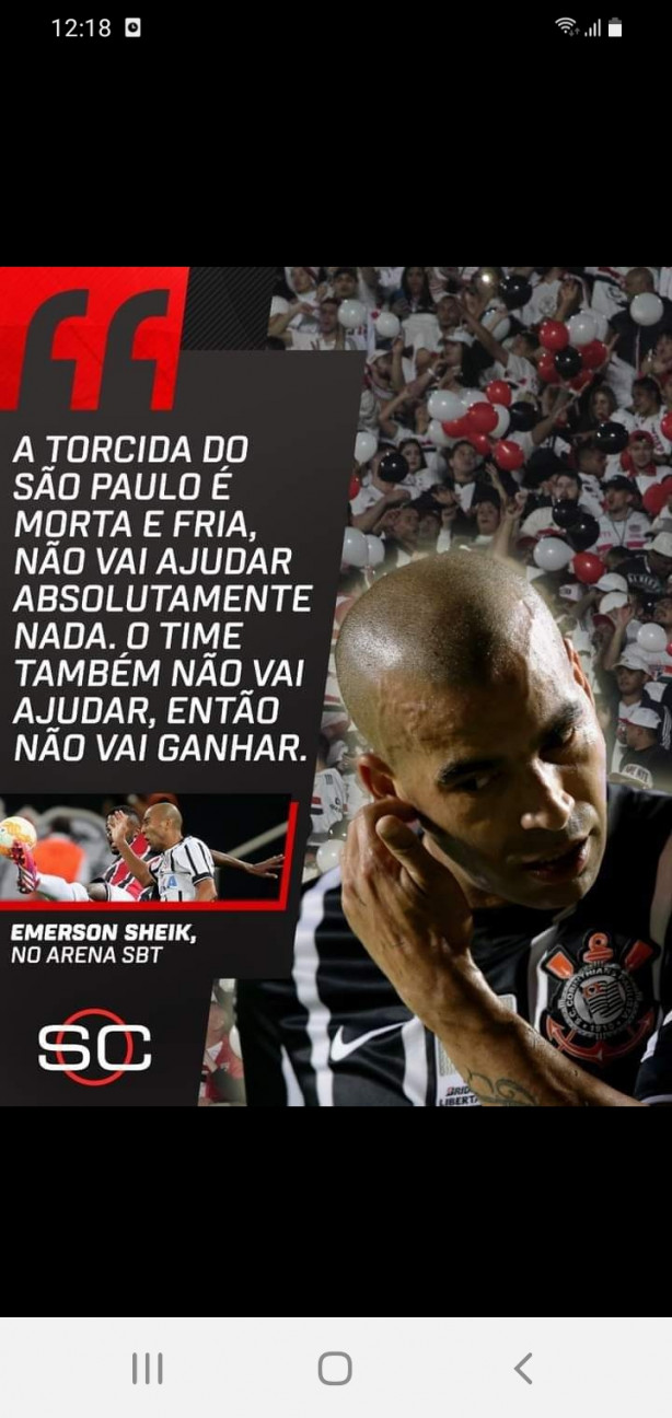 Emerson Sheik sobre a torcida do São Paulo.