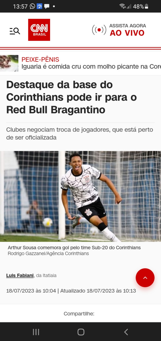 Arthur Sousa na mira do Red Bull Bragantino!