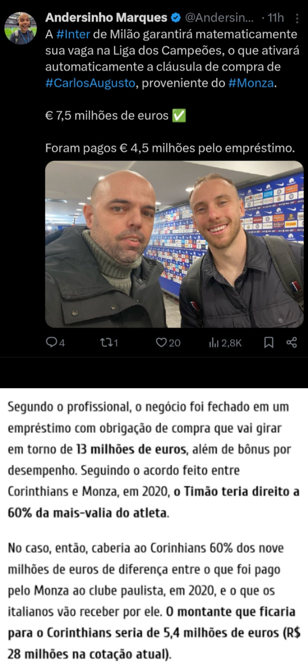 Carlos Augusto ser comprado pela Inter de Milo