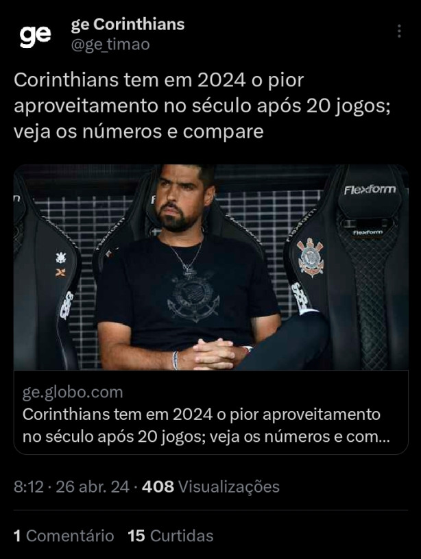 Podemos concluir que o Corinthians de 2024  o pior do sculo