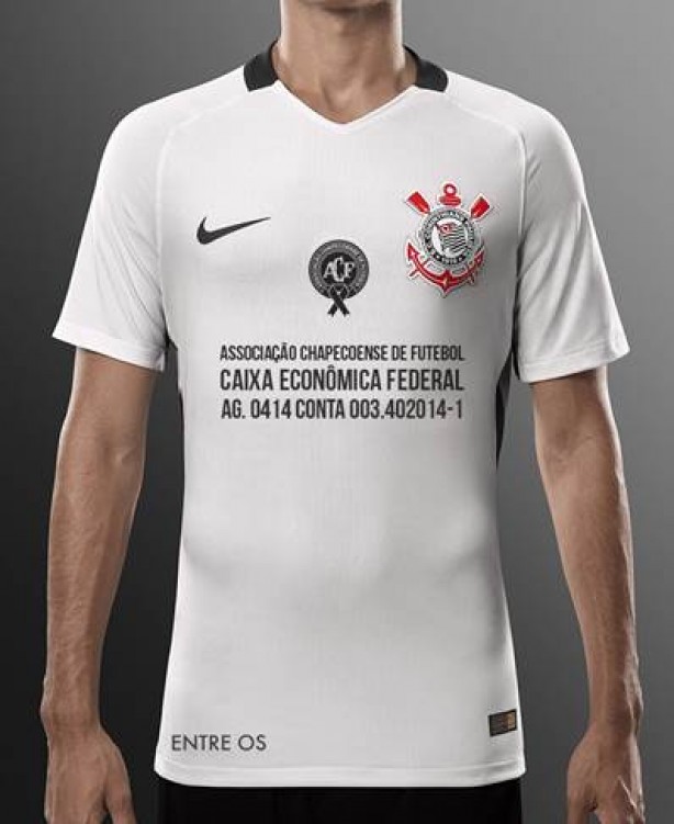 Camisa a ser usada pelo Corinthians contra o Cruzeiro tem escudo da Chapecoense