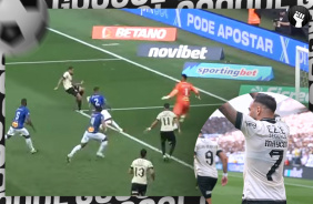 VDEO: Maycon abre o palcar em gol do Corinthians contra o Santo Andr