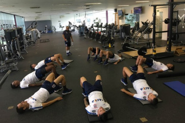 No treino da manh�, os jogadores fizeram atividade na academia