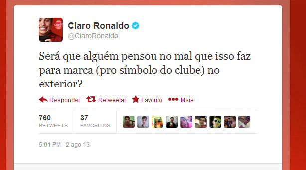 Ronaldo reclama da humilhao do Santos
