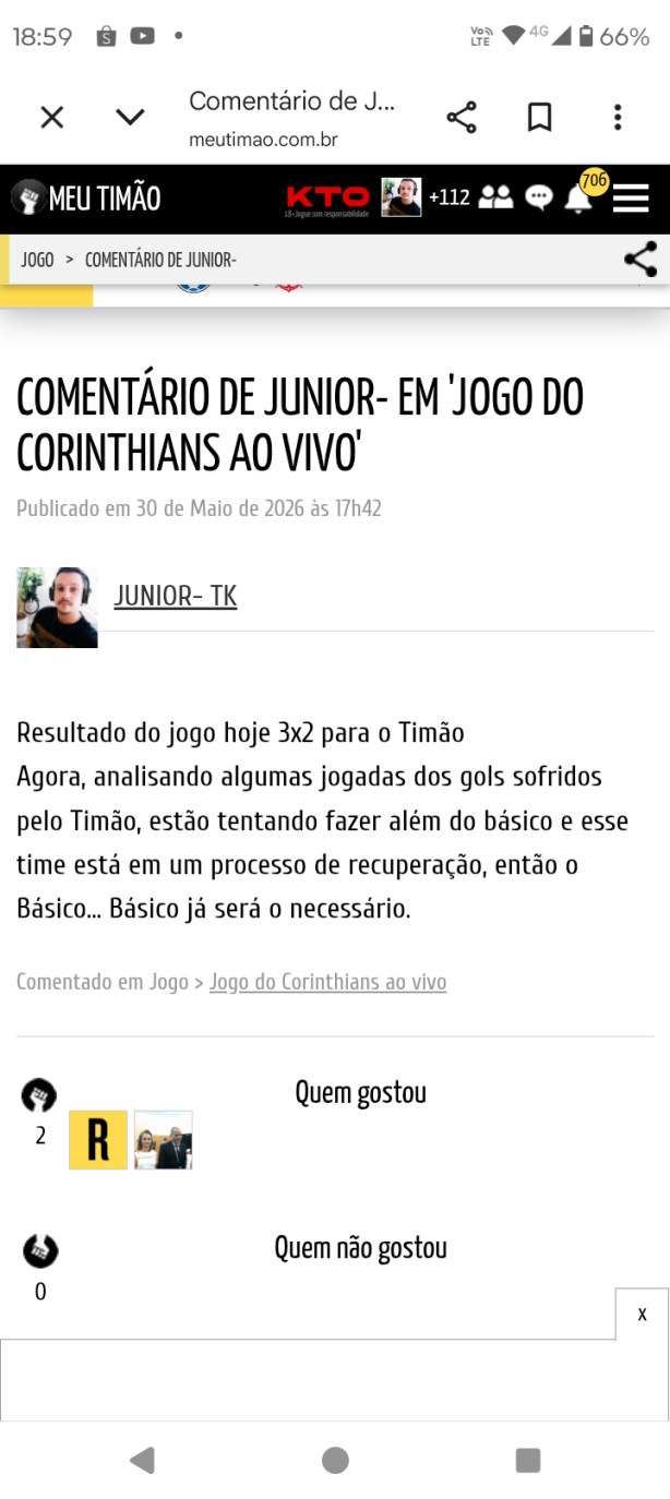 Meu coment�rio recente...<br>#VaiCorinthians!