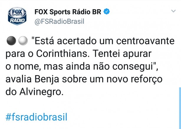 Benja diz que Corinthians acertou com centroavante
