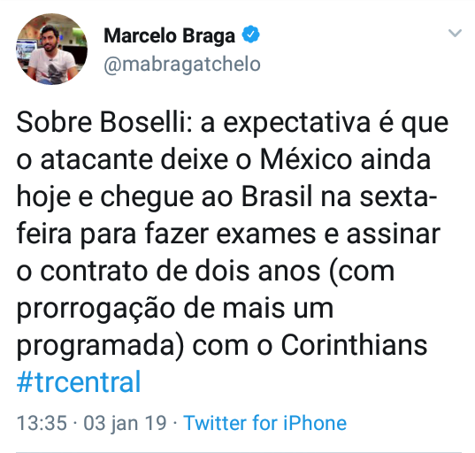 Informao sobre chegada do Boselli no Corinthians - GE