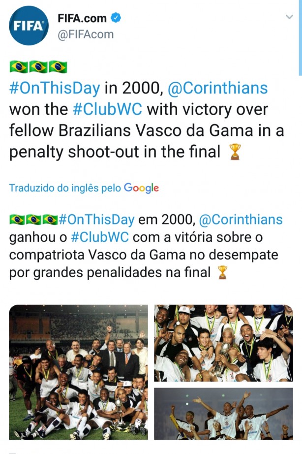 Fifa postou no Twitter Mundial 2000