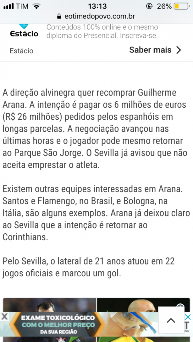 Corinthians faz proposta oficial por Arana