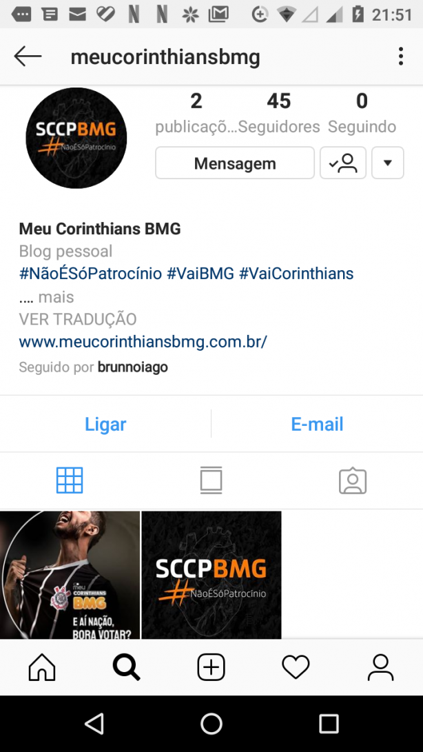 Acessem o Instagram do meu Corinthians BMG