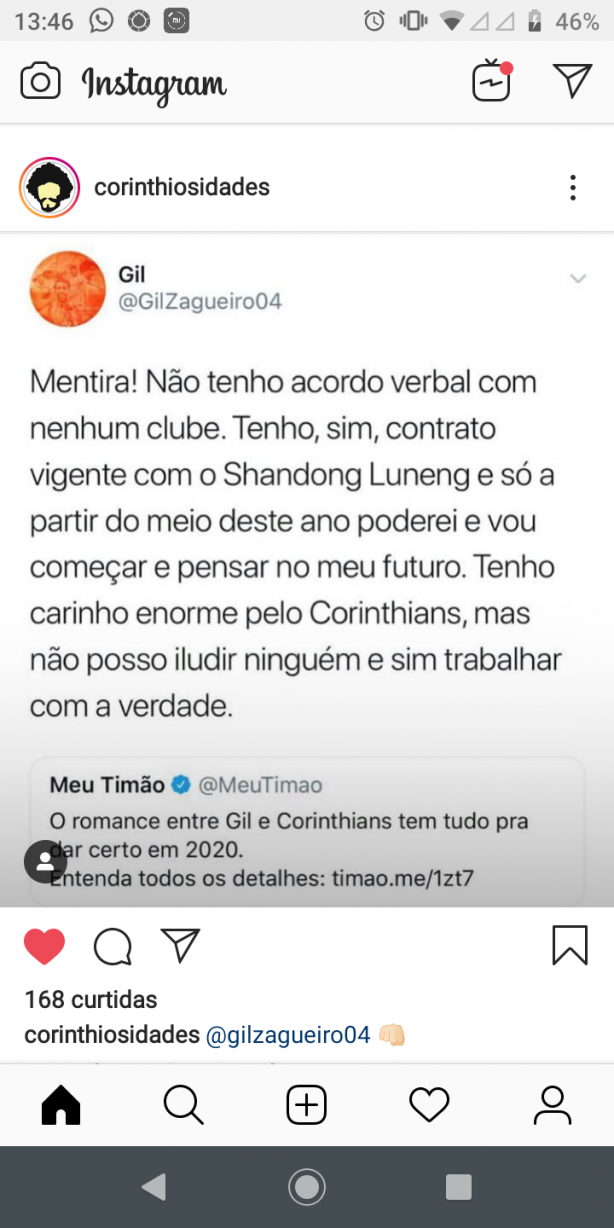 Gil responde meu tim�o