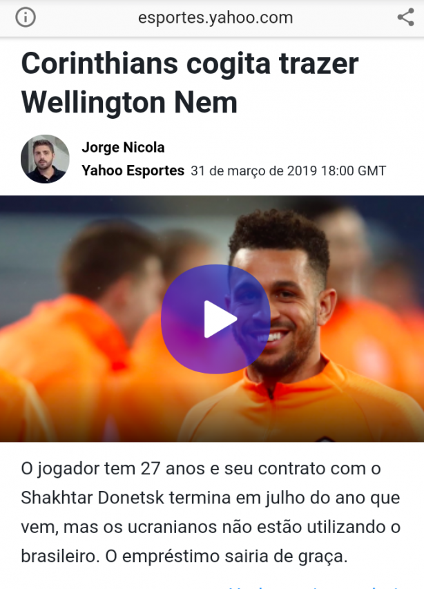 Corinthians contratando Wellington Nem