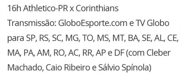 Transmisso Athletico PR x Corinthians
