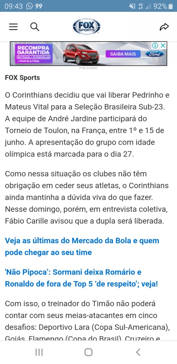 Corinthians confirma que no ter Pedrinho e Vital para decises na Copa do Brasil e Sul-Americana
