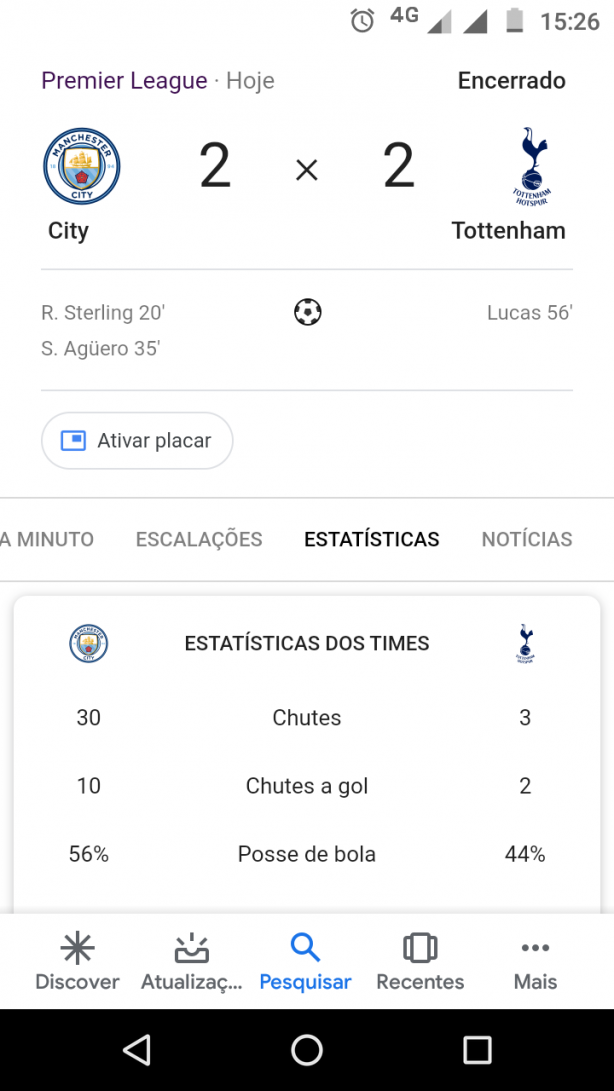 Off: Manchester City x Tottenham - finaliza��es