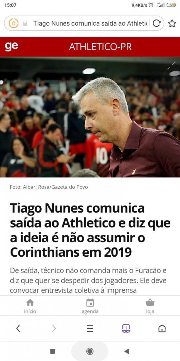 Thiago Nunes no  mais tcnico do Atlethico PR