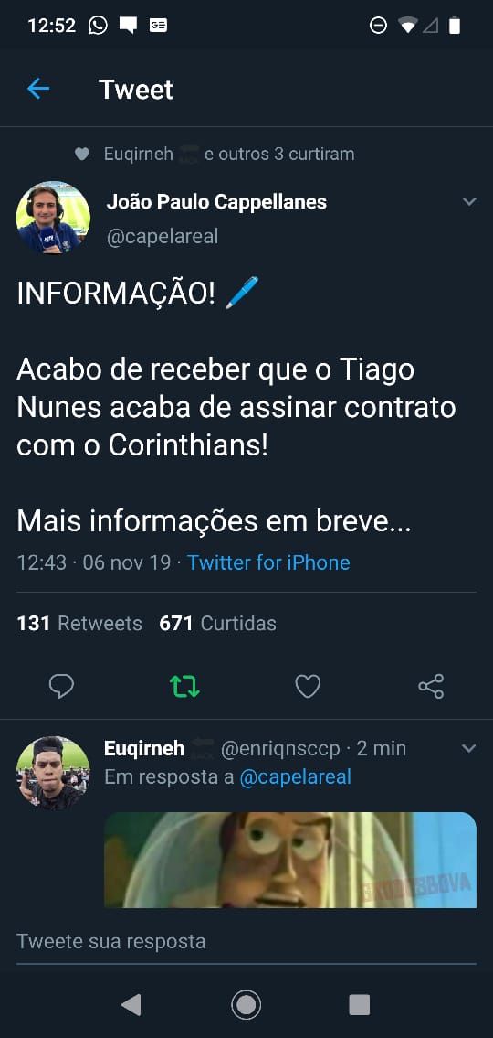 Informao do Capellanes sobre Tiago Nunes