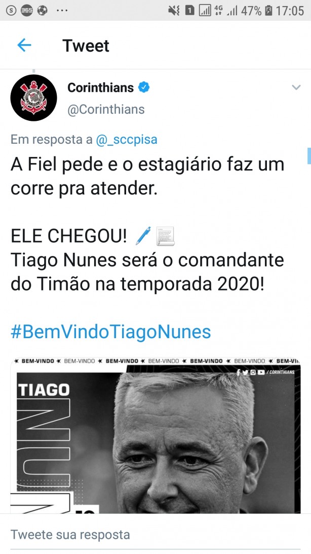 Corinthians anuncia acerto com Tiago Nunes