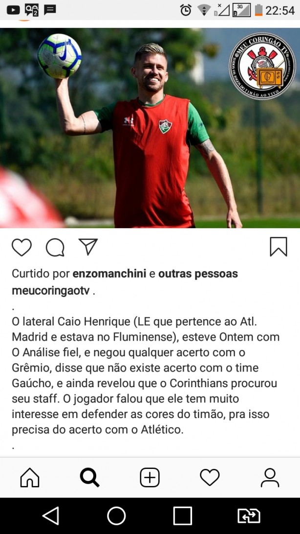 Caio Henrique falou que tem muito interesse de jogar no Corinthians!