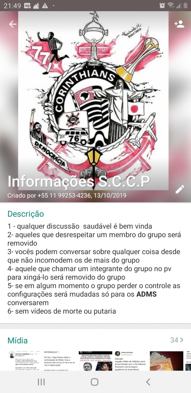 Grupo do Corinthians com infos exclusivas