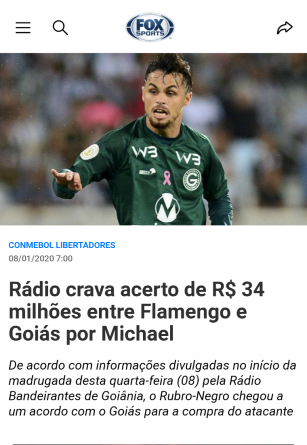 Michael fechado com o Flamengo (rdio Bandeirantes-GO/Fox Sports)