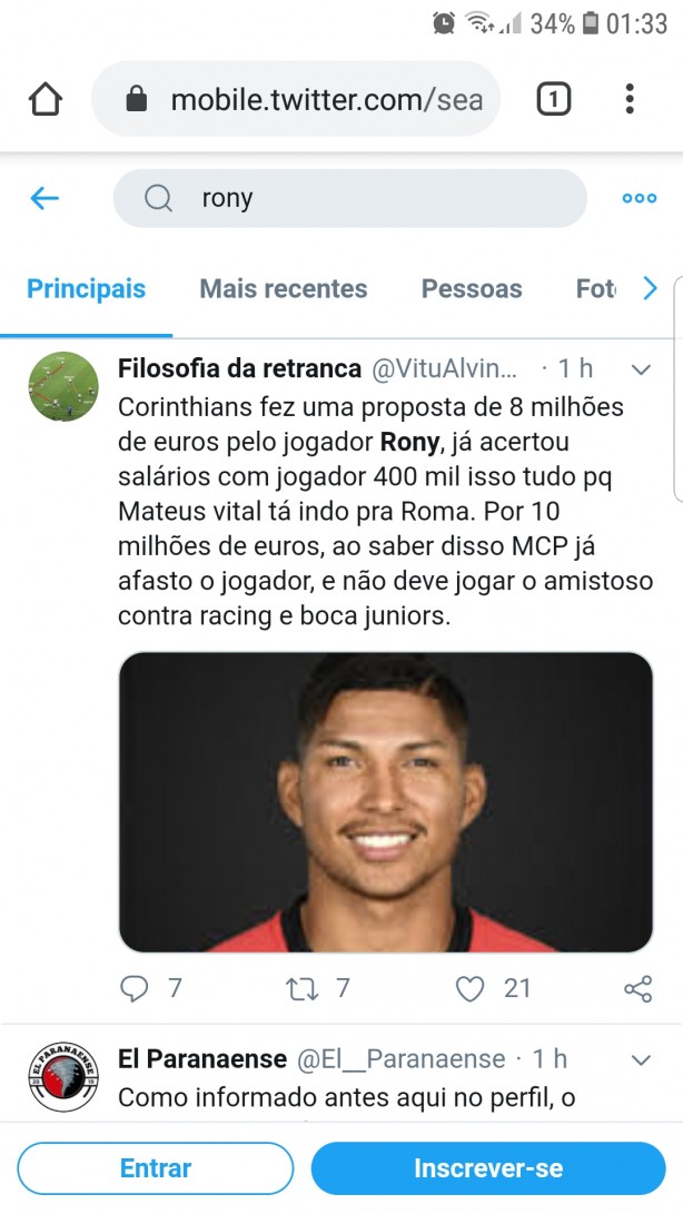 (Boato) Corinthians oferece 8 mi de Euros pra contar com atacante Rony