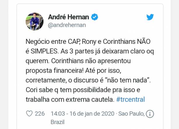 Saiu agora no GE not�cia sobre Rony.