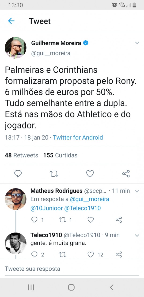Corinthians formaliza proposta por Rony!