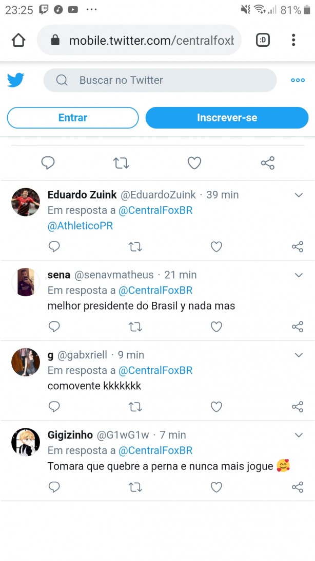 Que torcida podre essa do pat�tico..