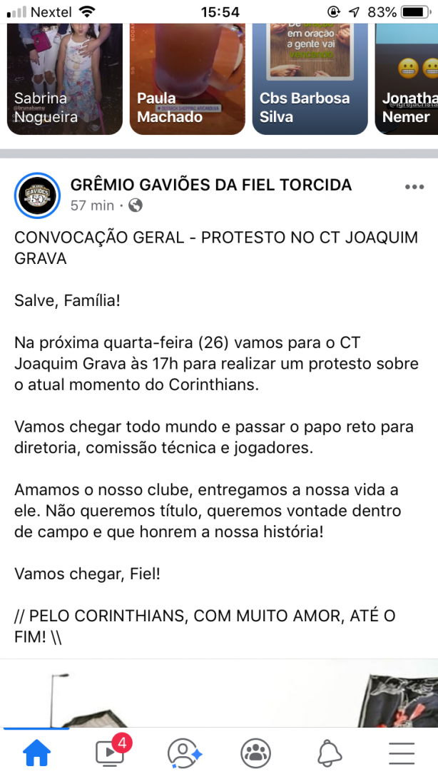 Protesto da gavies da Fiel no CT Joaquim Grava