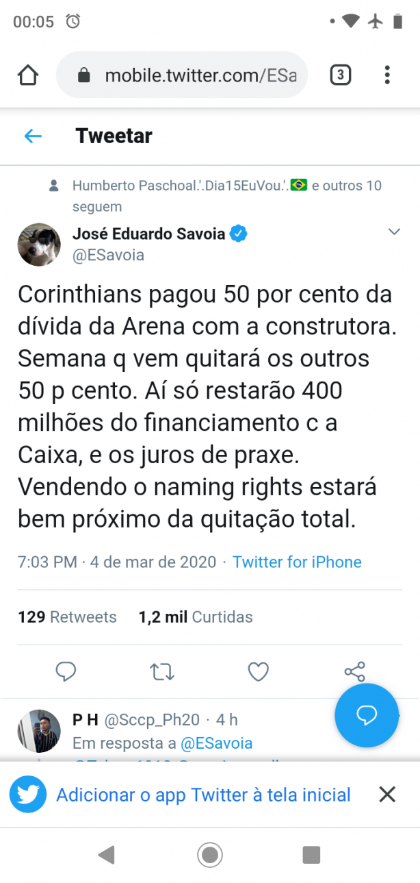 Segundo jornalista Corinthians quitou 50% da dívida do estádio
