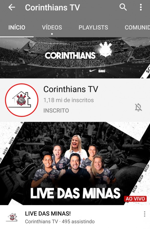 Corinthians s tem 1.18 mil inscritos no YouTube!