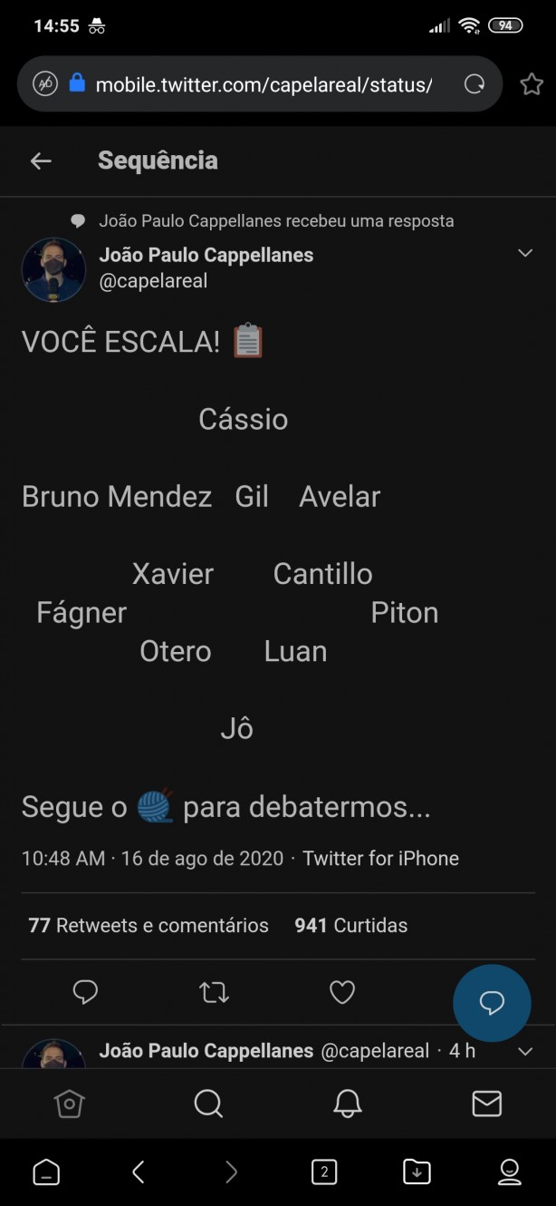Gostei dessa escala��o e voc&ecirc;s?
