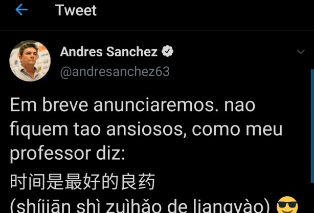 Andrés postou agora no Twitter