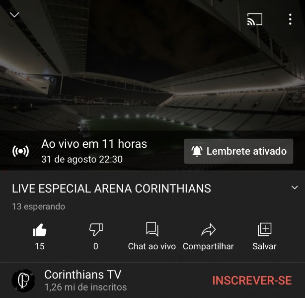 Hoje às 22:30h na Corinthians TV - Ativem o lembrete da Live!