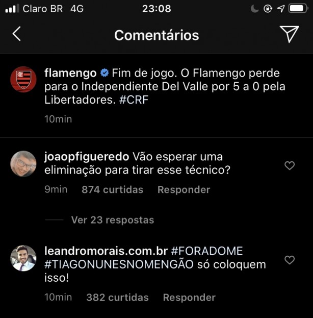 Flamenguistas pedindo o Tiago Nunes