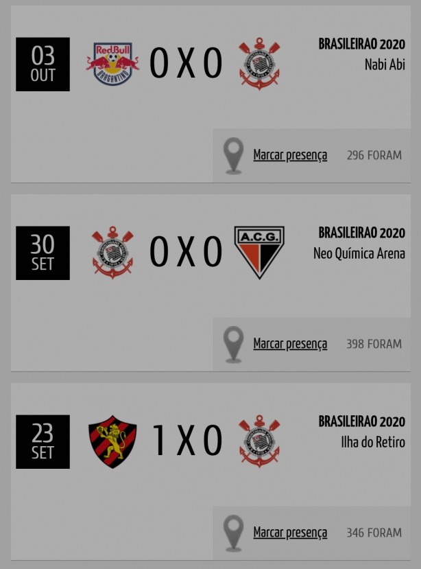Resultados nos 3 �ltimos jogos