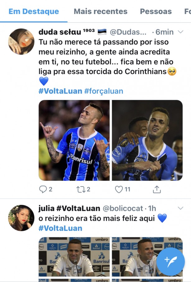 Torcida do Grêmio pede Luan de Volta