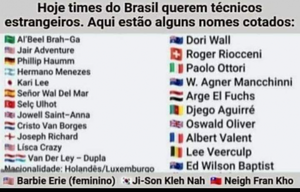 (humor) t�cnicos estrangeiros para 2021
