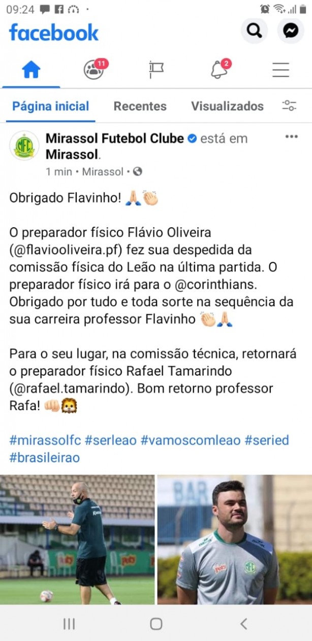 Contratou preparador do Mirassol.