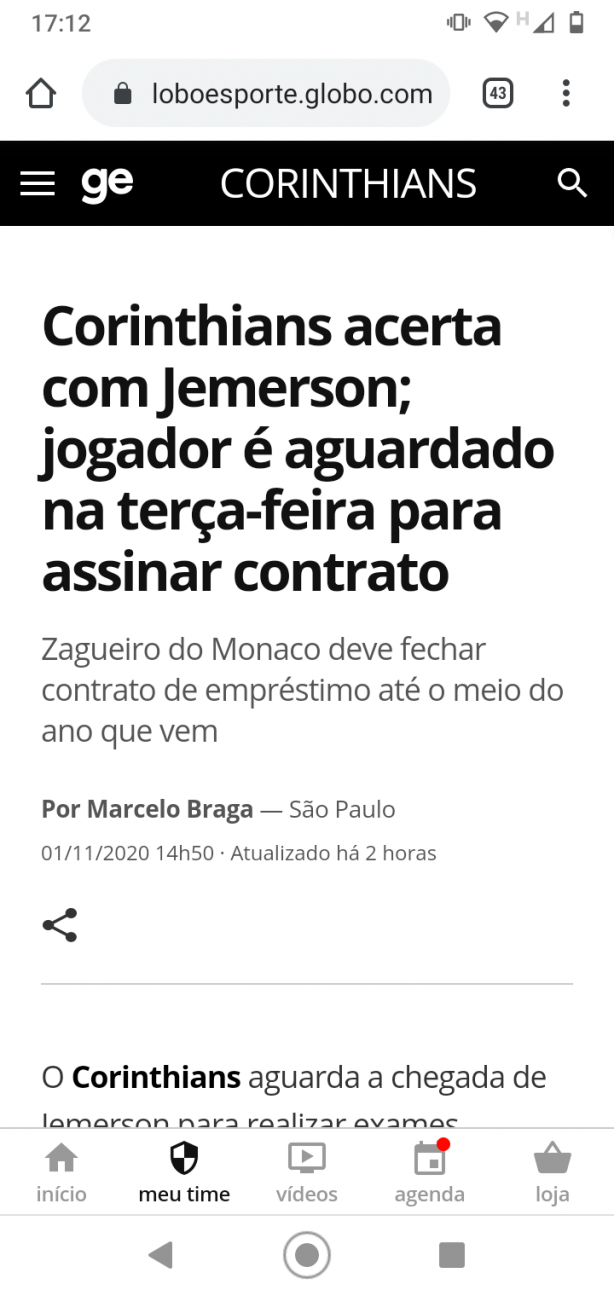J� que o MEU TIM�O n�o d� a not�cia...