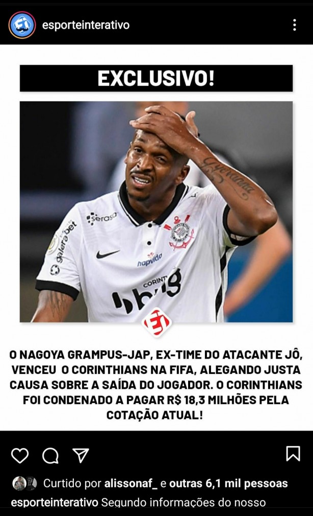 Corinthians perde na FIFA e  obrigado a pagar quase R$20 milhes a Nagoya Grampus