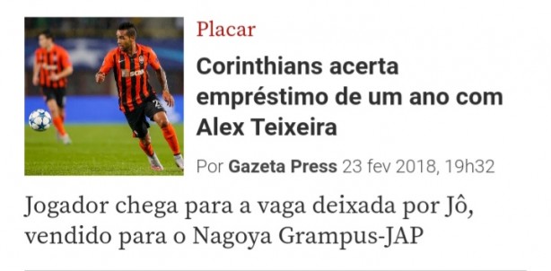 Notcias para quem achava que o Corinthians no tem dinheiro pra pagar o salrio dele(Alex Teixeira)